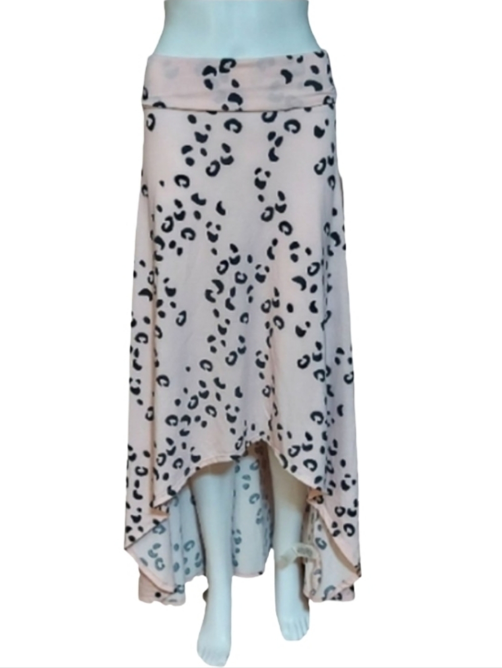 LulaRoe Olivia Hi/Lo Foldover Waist Maxi Skirt In Pink And Black Leopard Print